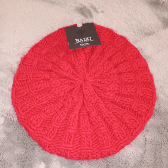 Nwt Ba-Bo Florence Red Csble Knit Beret OS - Picture 1 of 3